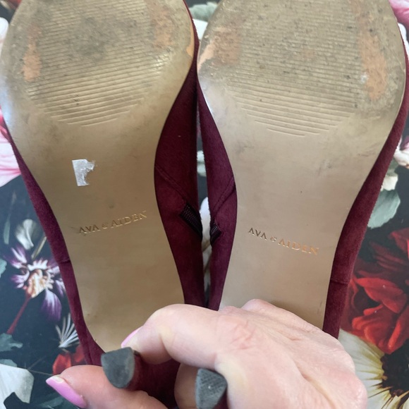 Ava & Aiden Burgundy Suede Pointed Ankle Booties - Picture 2 of 9